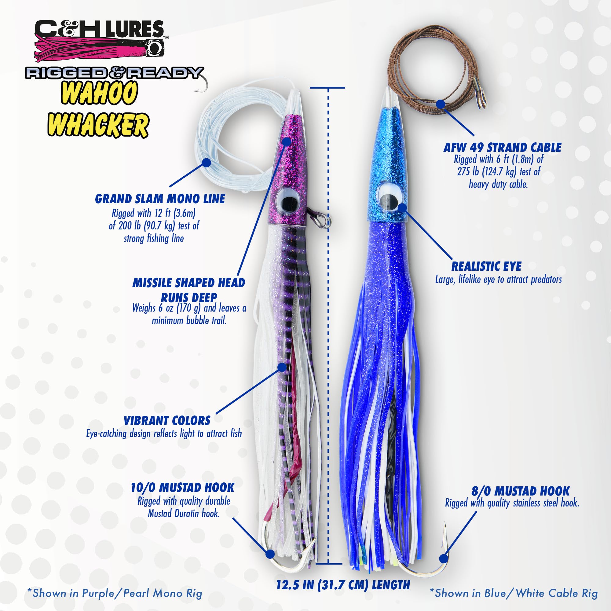 C&H Lures Wahoo Whacker AFW swivel reduces line twist during action.