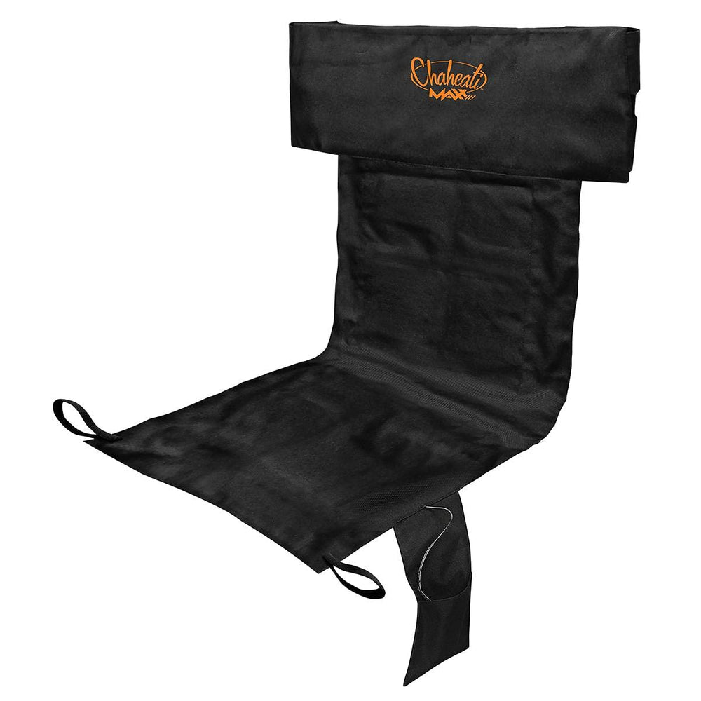 Chaheati MAXX heated add-on attached to a chair for cozy outdoor seating.