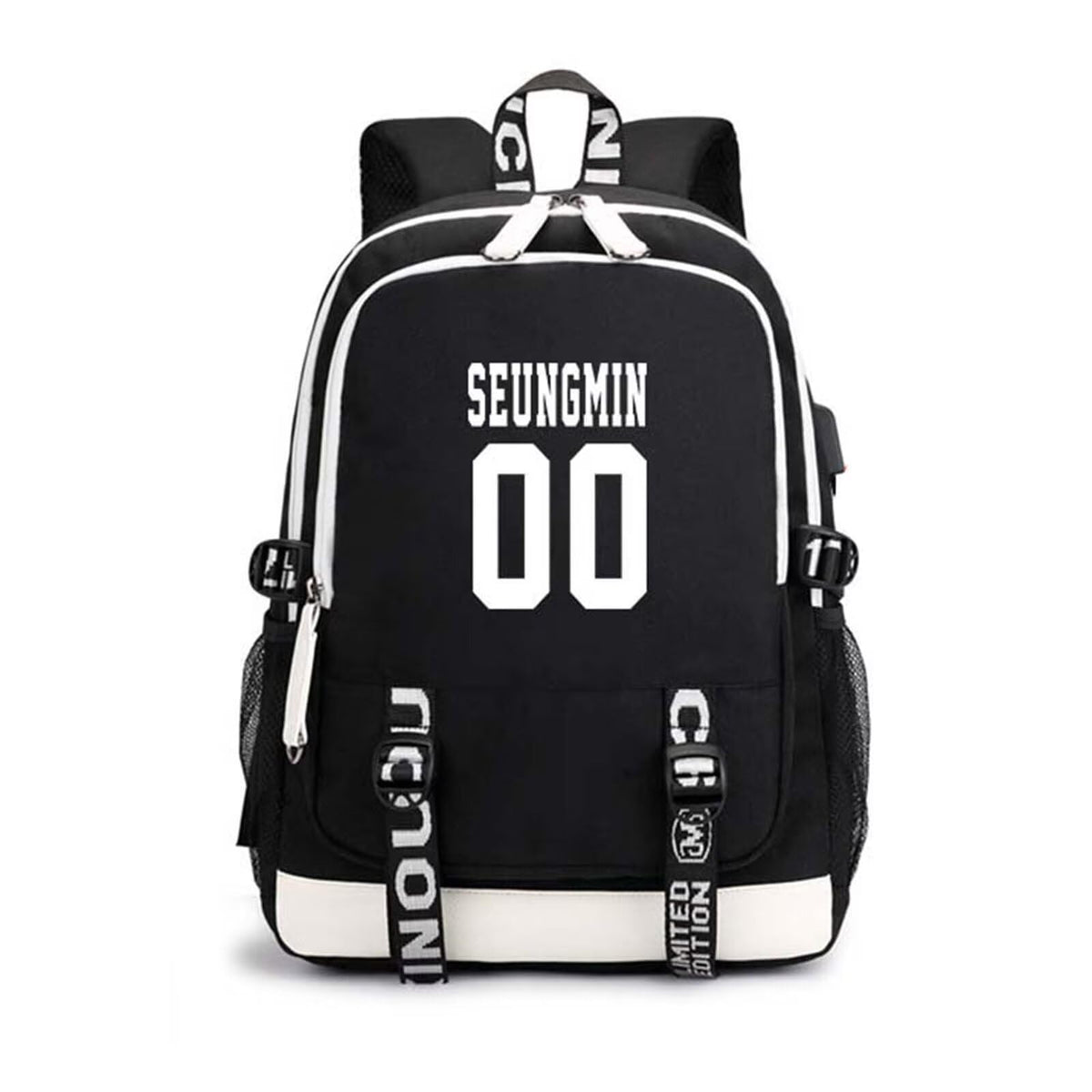 CHAIRAY Skz backpack front view with USB port for on-the-go charging