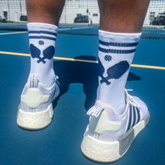 ChalkTalkSPORTS pickleball mid-calf socks on foot showing moisture-wicking performance