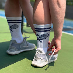 ChalkTalkSPORTS navy socks flatlay packaging highlights durable design for athletes