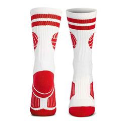 ChalkTalkSPORTS mid-calf red and white socks stay secure during quick moves