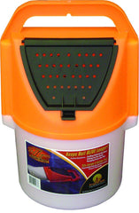 Challenge Plastics bait lagoon bucket with open lid, easy to carry and store on deck.