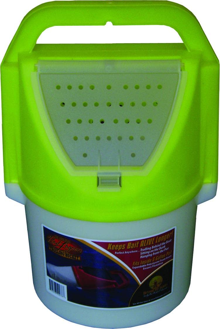 Challenge Plastics 50355 bait lagoon trolling bucket yellow—durable, easy-access design for quick bait changes.