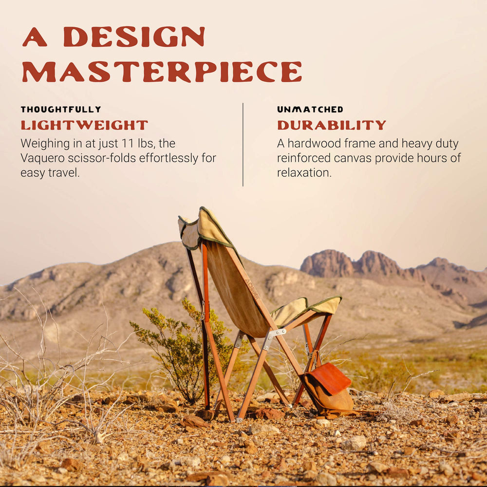 CHAMA Vaquero chair folded-compact design with washable canvas seat for quick cleaning.