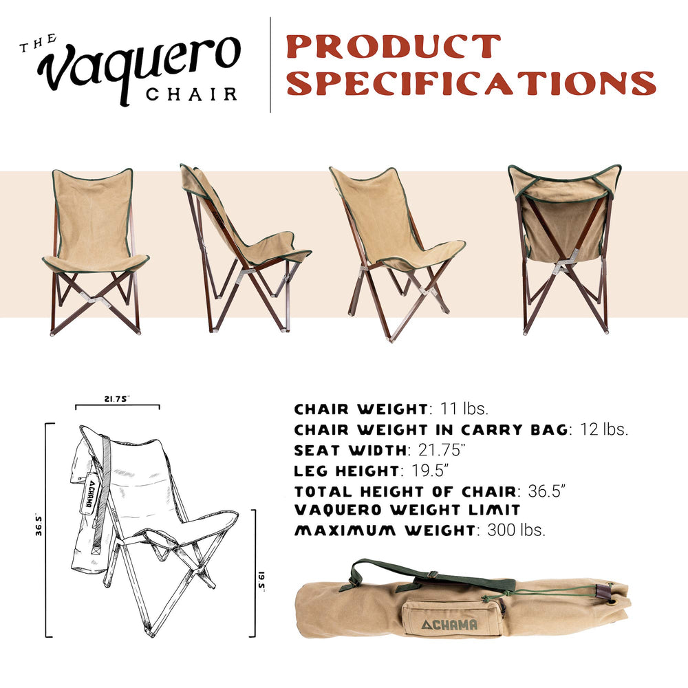 CHAMA Vaquero chair with travel bag emphasizes easy carrying.