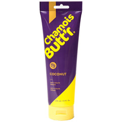 Chamois Butt'r Coconut anti-chafe cream 8oz tube shown for smooth rides with reduced friction.