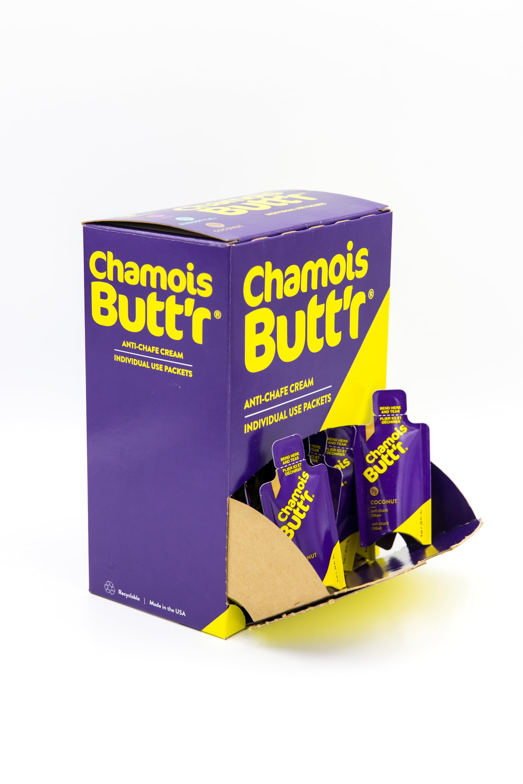 Chamois Butt'r Coconut cream dispenser showing simple squeeze.