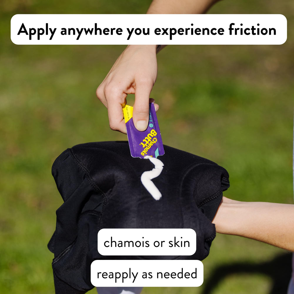 Chamois Butt'r Eurostyle being applied on skin for smooth lubrication