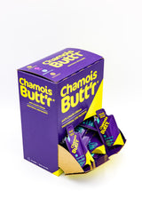 Close-up of Chamois Butt'r Eurostyle menthol packet highlighting on-skin lubrication