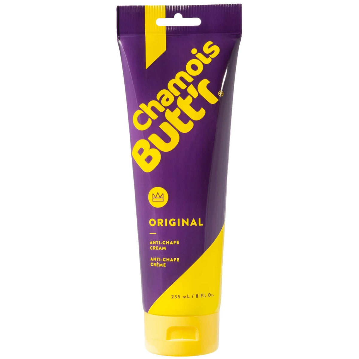 Chamois Butt'r Original 8oz tube front view, compact and ride-ready for cyclists.
