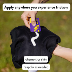 Chamois Butt'r Original cream dispense close-up promotes easy application