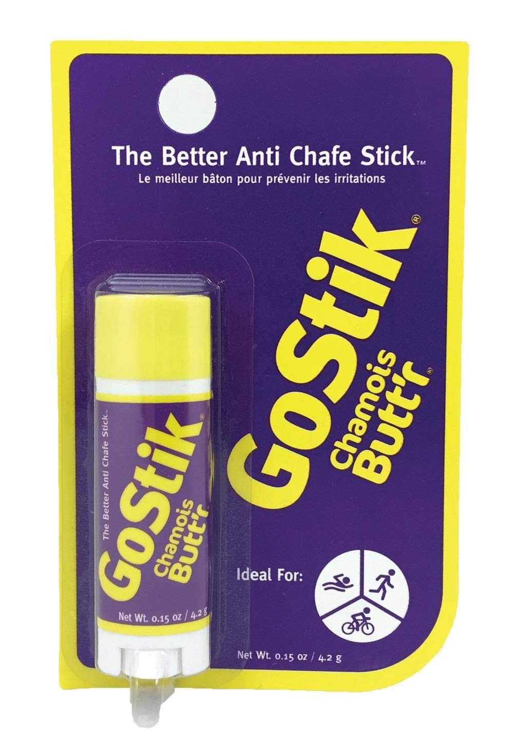 Chamois Butt'r Gostik travel-size anti-chafe stick on skin for activity comfort