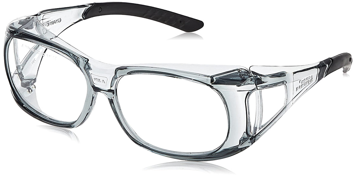 Champion ballistic glasses worn over prescription eyewear with clear lenses