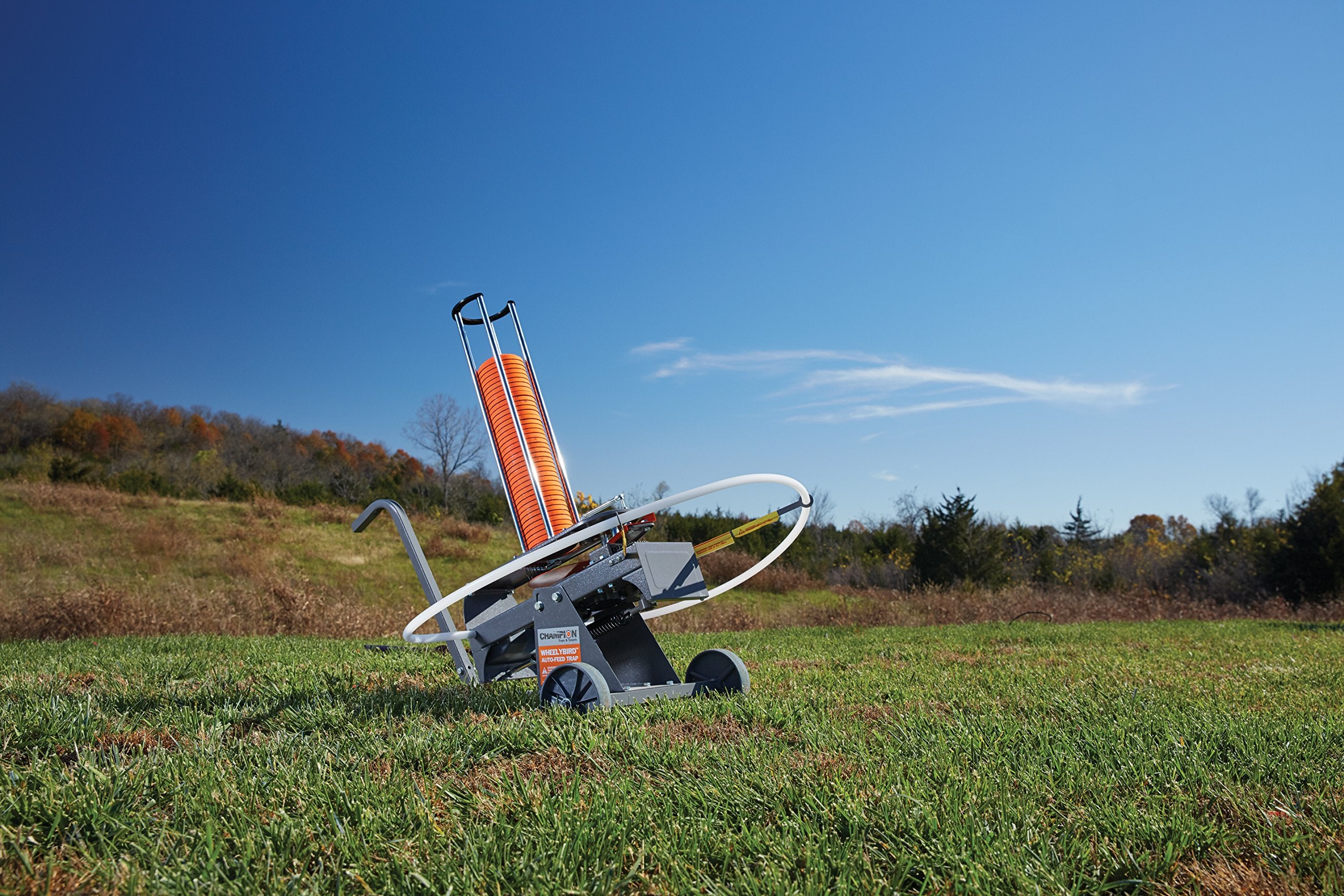 WheelyBird Auto-Feed Trap launching targets up to 55 yards