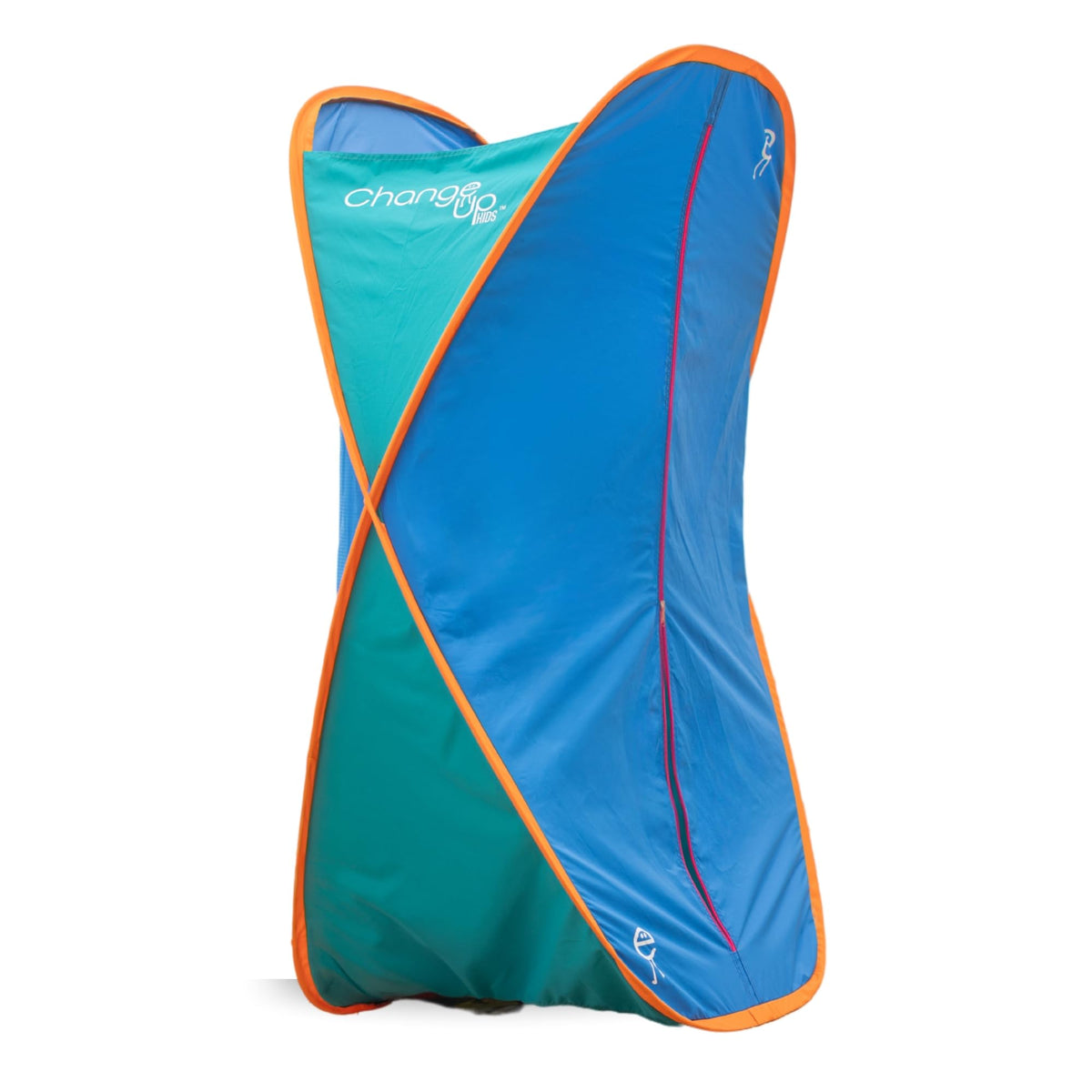 Change Up Kids pop-up changing tent 50in blue and orange provides private beach changing space