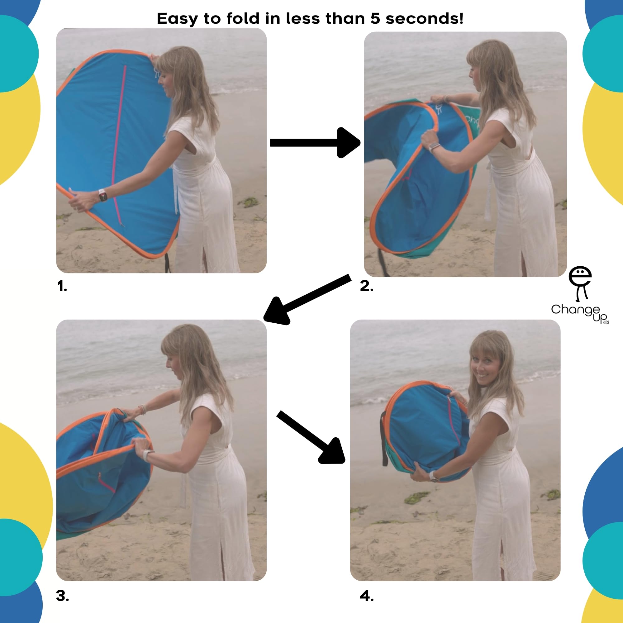Change Up Kids lightweight travel tent folds flat for car trips