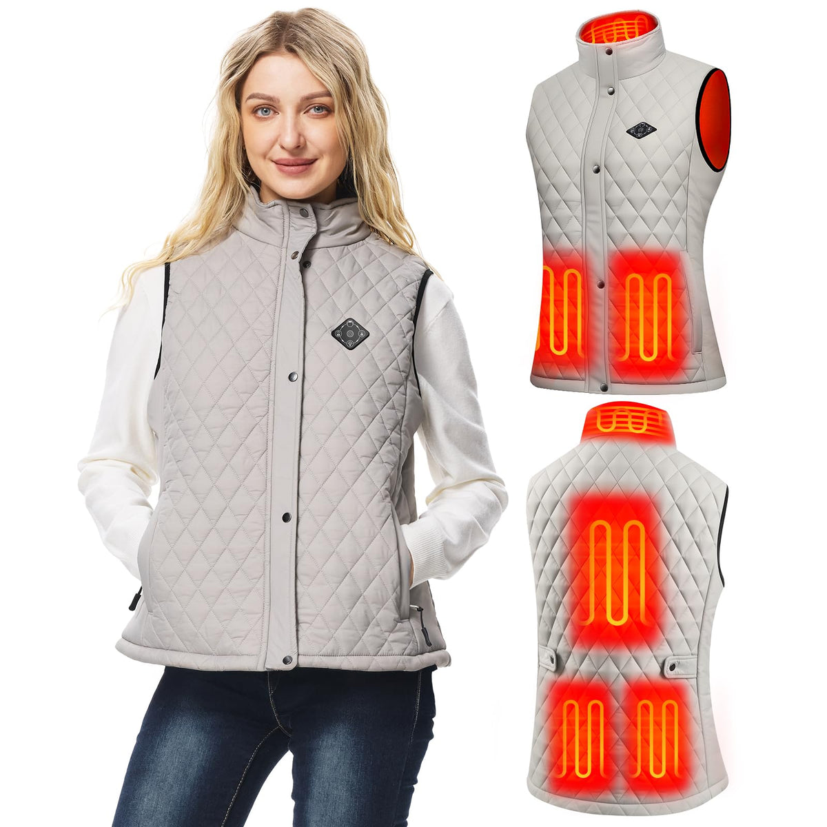CHAPAREL Women Heated Vest battery pack view for portable warmth during travel.