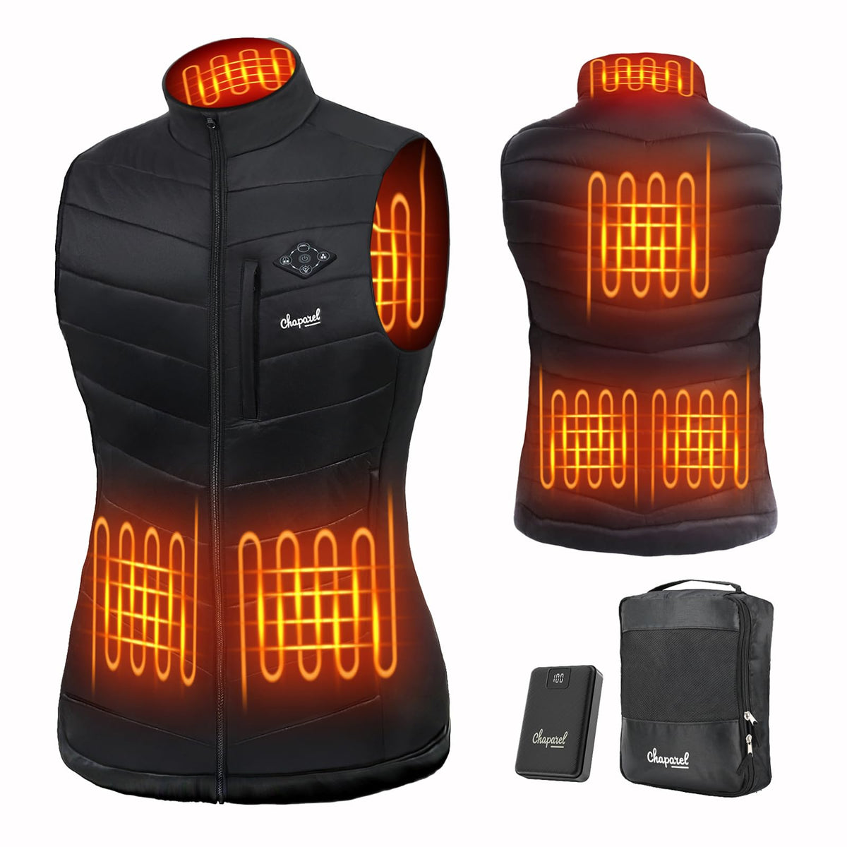 CHAPAREL women's heated vest battery pack included for portable warmth on outdoor adventures.