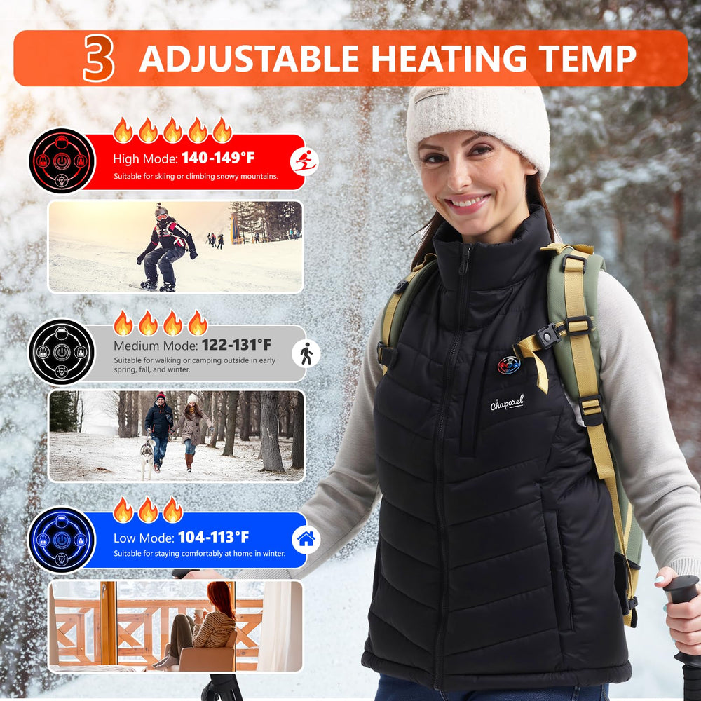 CHAPAREL heated vest with battery pack included enables all-day warmth and charging
