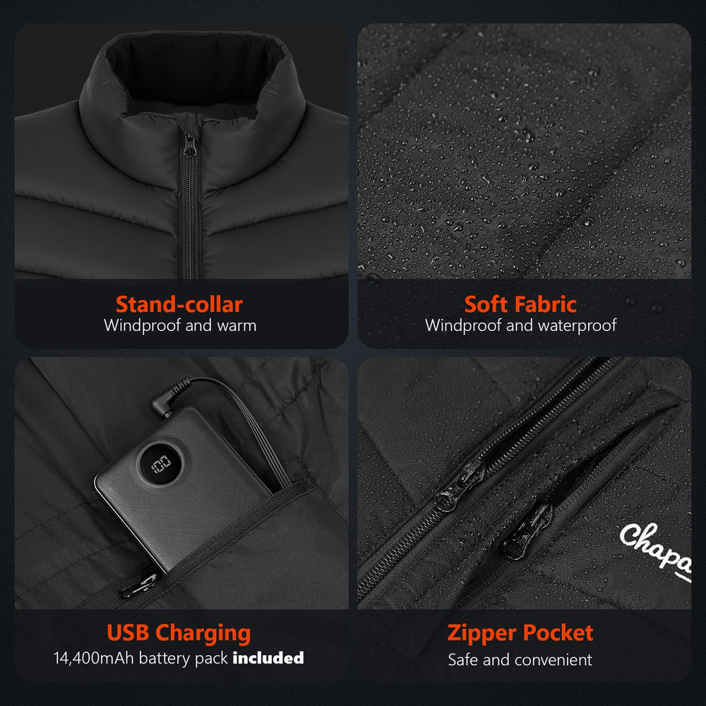 CHAPAREL women's heated vest three heat settings for customizable warmth.