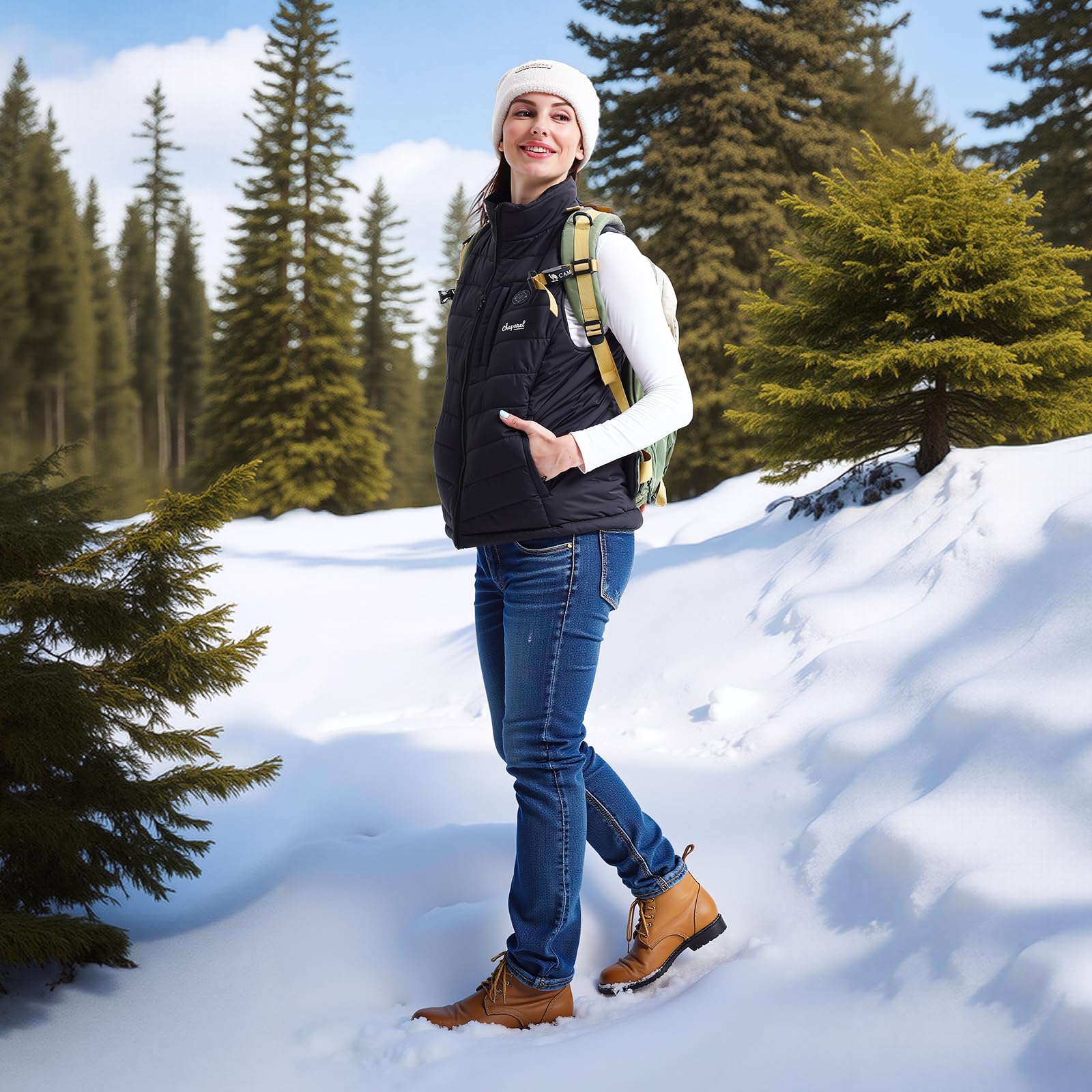 CHAPAREL Womens Heated Vest ideal for winter commutes and outdoor activities.