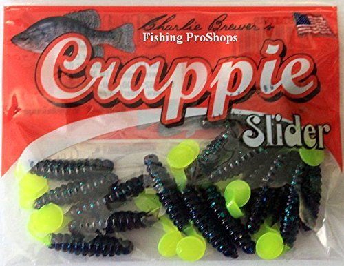 Charlie Brewer CB Crappie Grub 1.5-inch Junebug Chart Tail for crappie and panfish targeting.