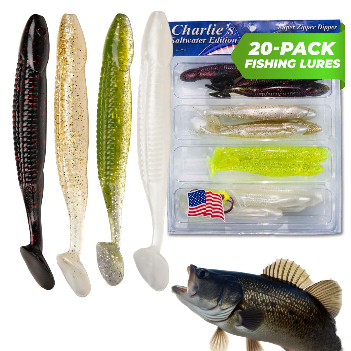 Charlie's Worms bass lures kit overview—compact, versatile tackle for freshwater and saltwater.