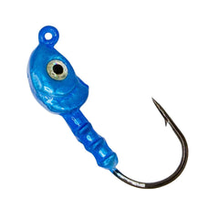 Charlie's Worms Blue double-eye jig head 3/8oz with realistic action for bass and trout.