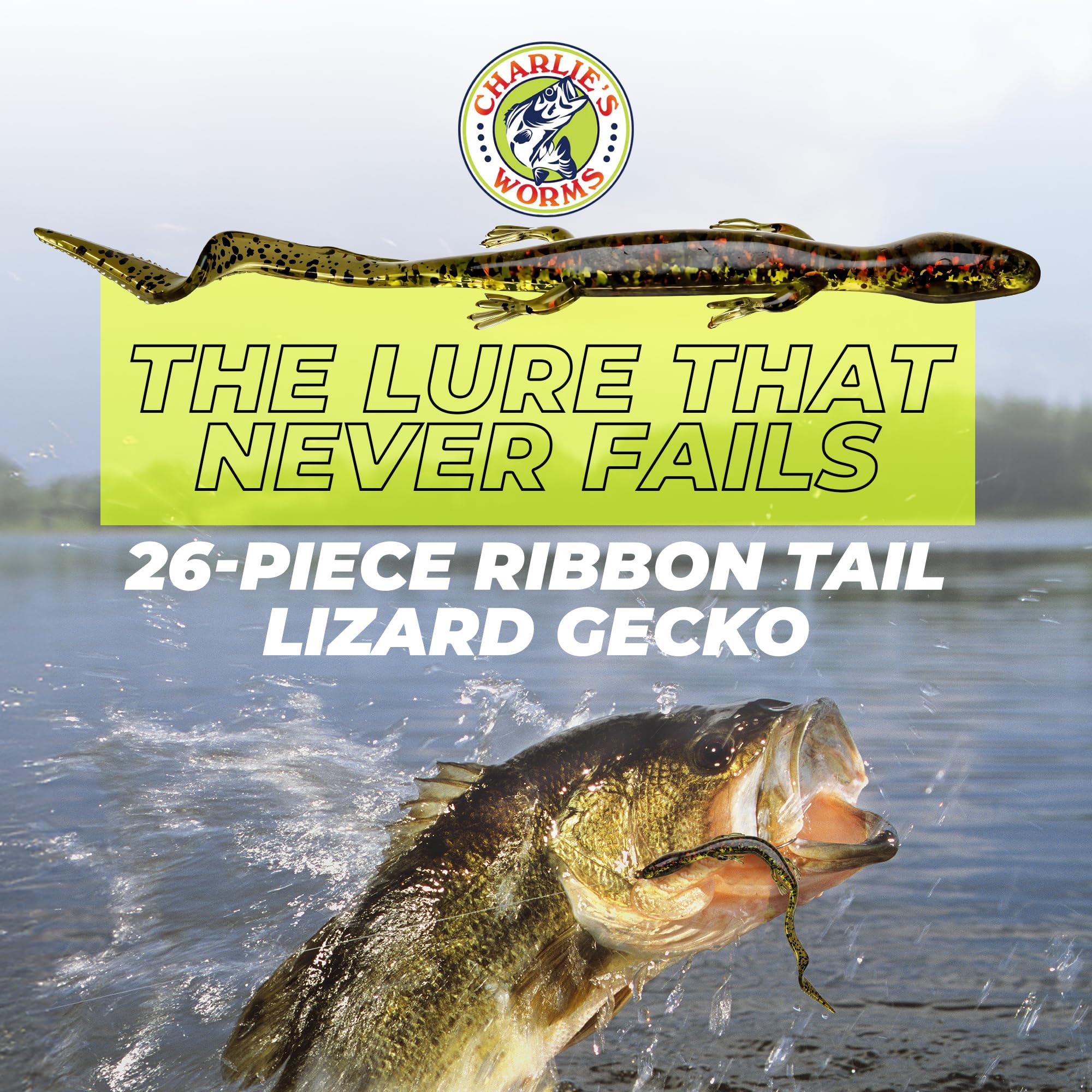 Charlie's Worms Durable soft plastic baits, withstand repeated casts for reliable outings
