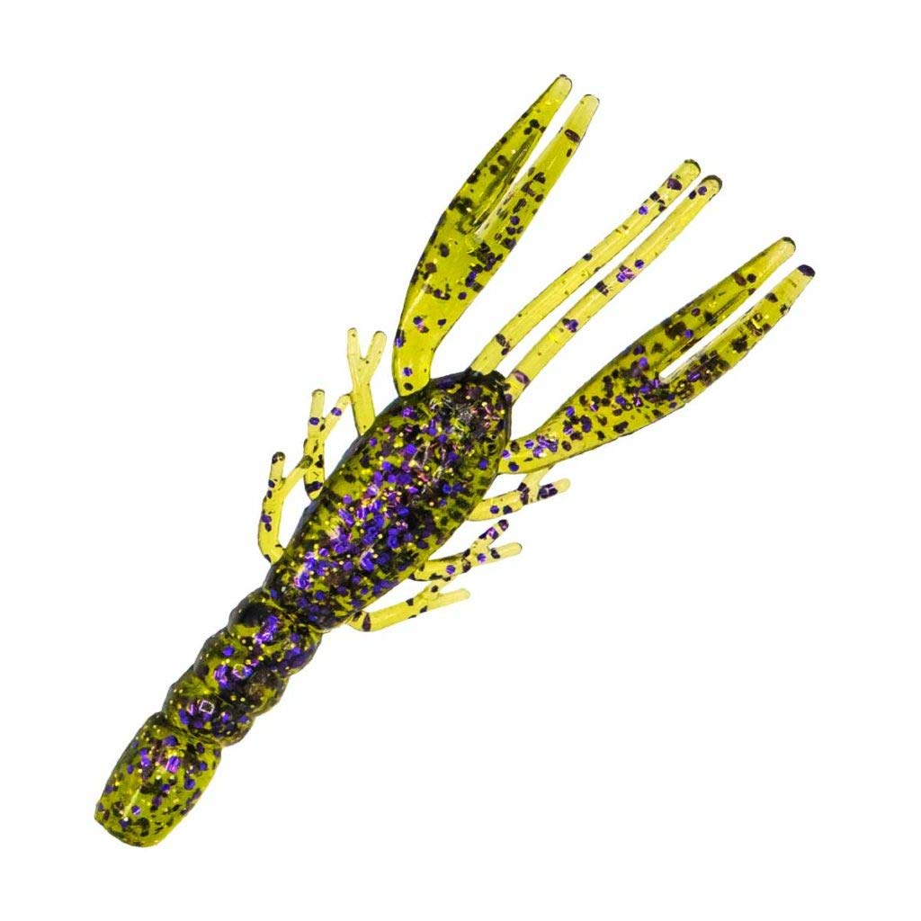 Charlie's Worms Large Crawfish lure in hand, 4-inch soft plastic ideal for bass and muskie.