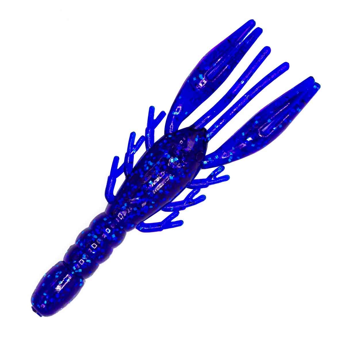 Charlie's Worms Large Crawfish blue scented bait in front bag for versatile freshwater and saltwater fishing.