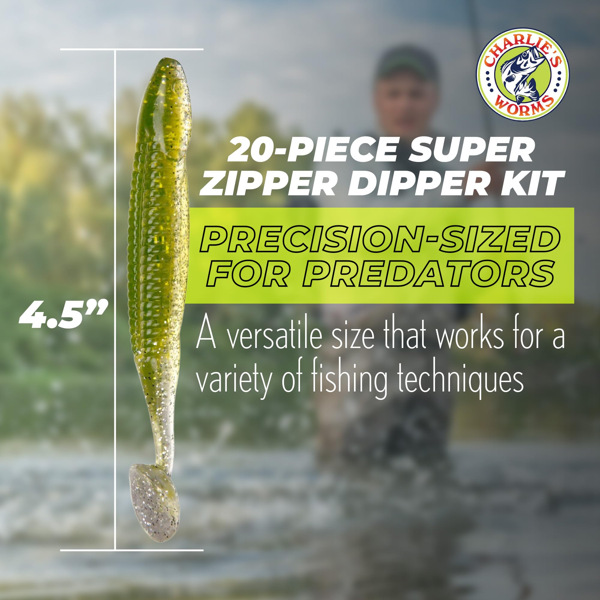 Charlie's Worms Paddle-tail Swimbait—smooth ripples that attract bites.