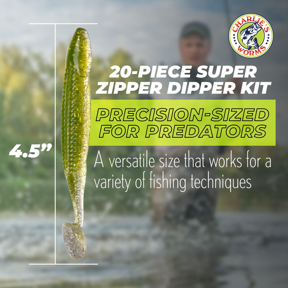 Charlie's Worms Paddle-tail Swimbait—smooth ripples that attract bites.