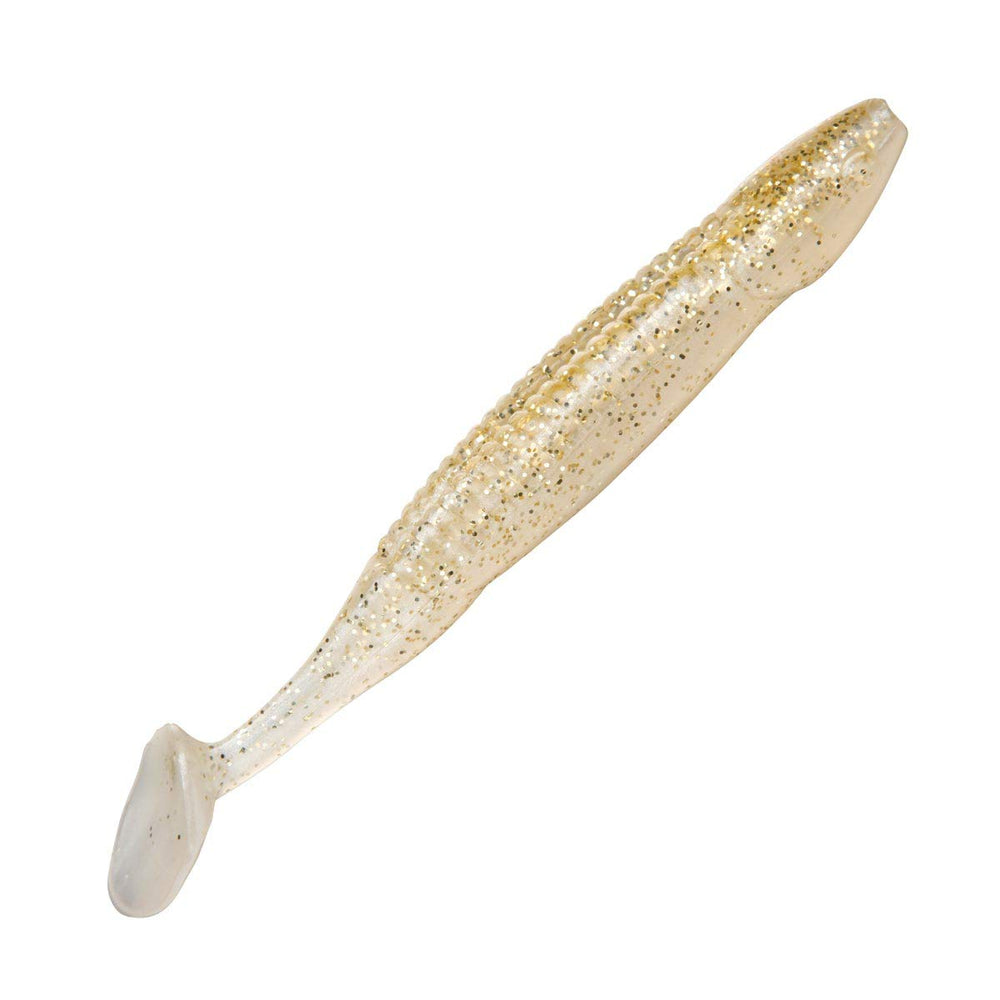 Charlie's Worms Super Zipper Dipper in Gold Rush glides through water for bass.