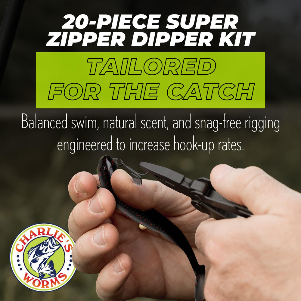 Charlie's Worms Super Zipper Dipper—lifelike action for active bass.