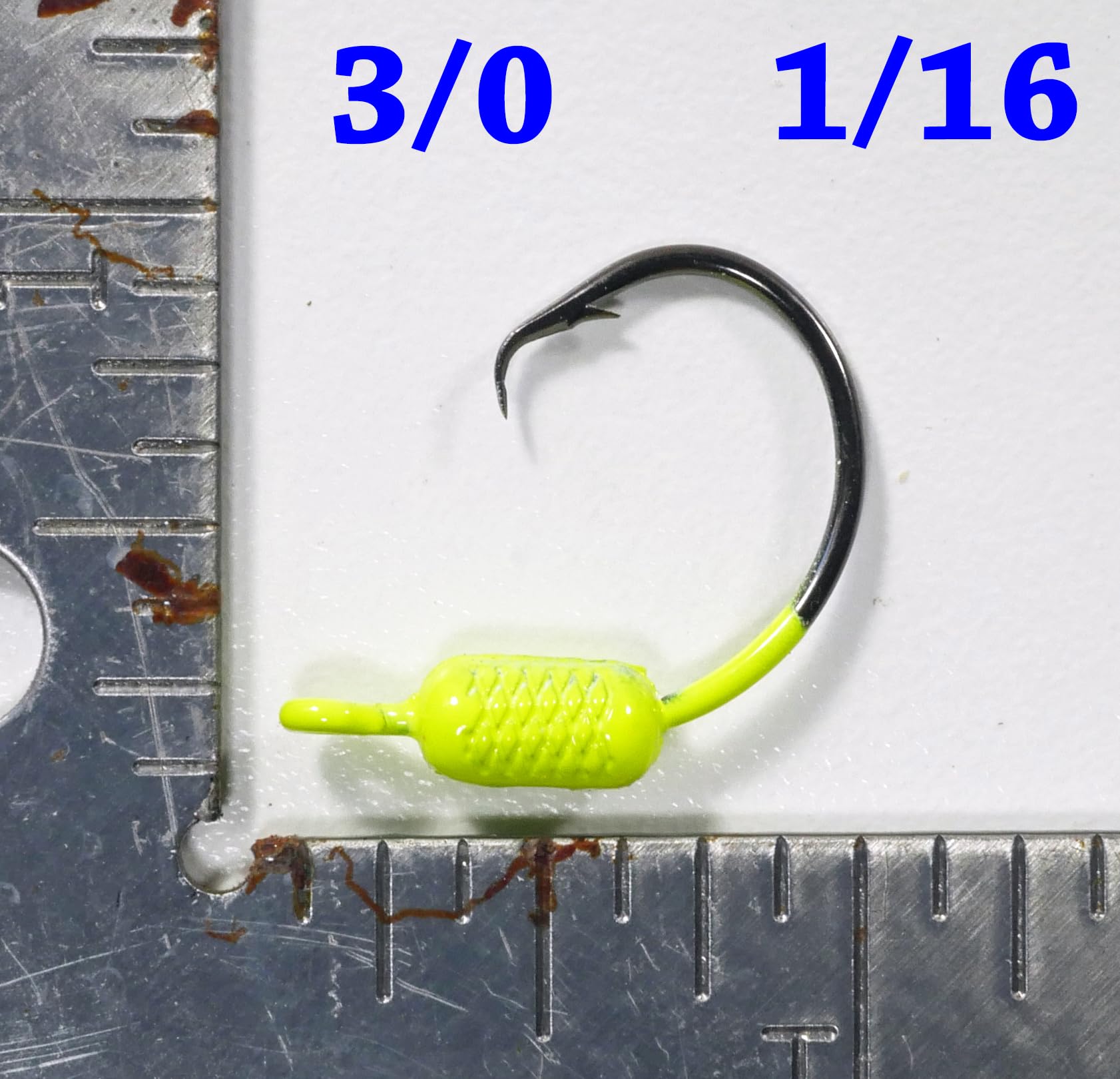 Chartreuse weighted circle hook jig with 4/0 Mustad Demon inline hook, 1/16 oz, 25-pack