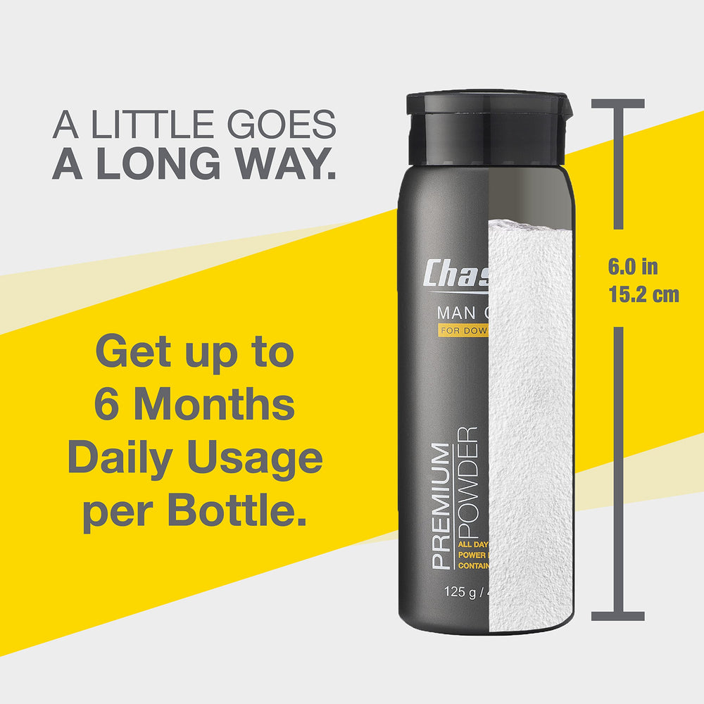 Chassis Ice Premium Body Powder cooling action conveys instant relief after activity.