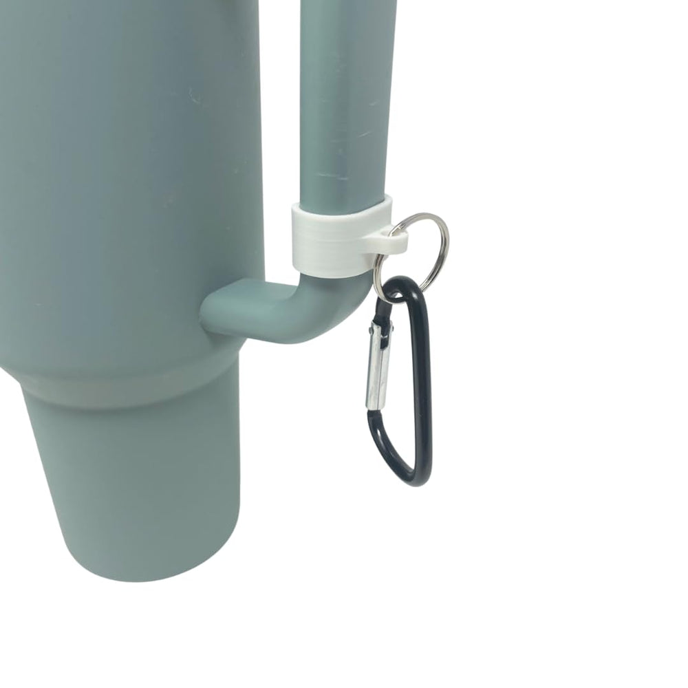 Chatelet carabiner clip attached to Stanley 40 oz tumbler for secure, hands-free carry.