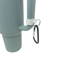 Chatelet carabiner clip attached to Stanley 40 oz tumbler for secure, hands-free carry.