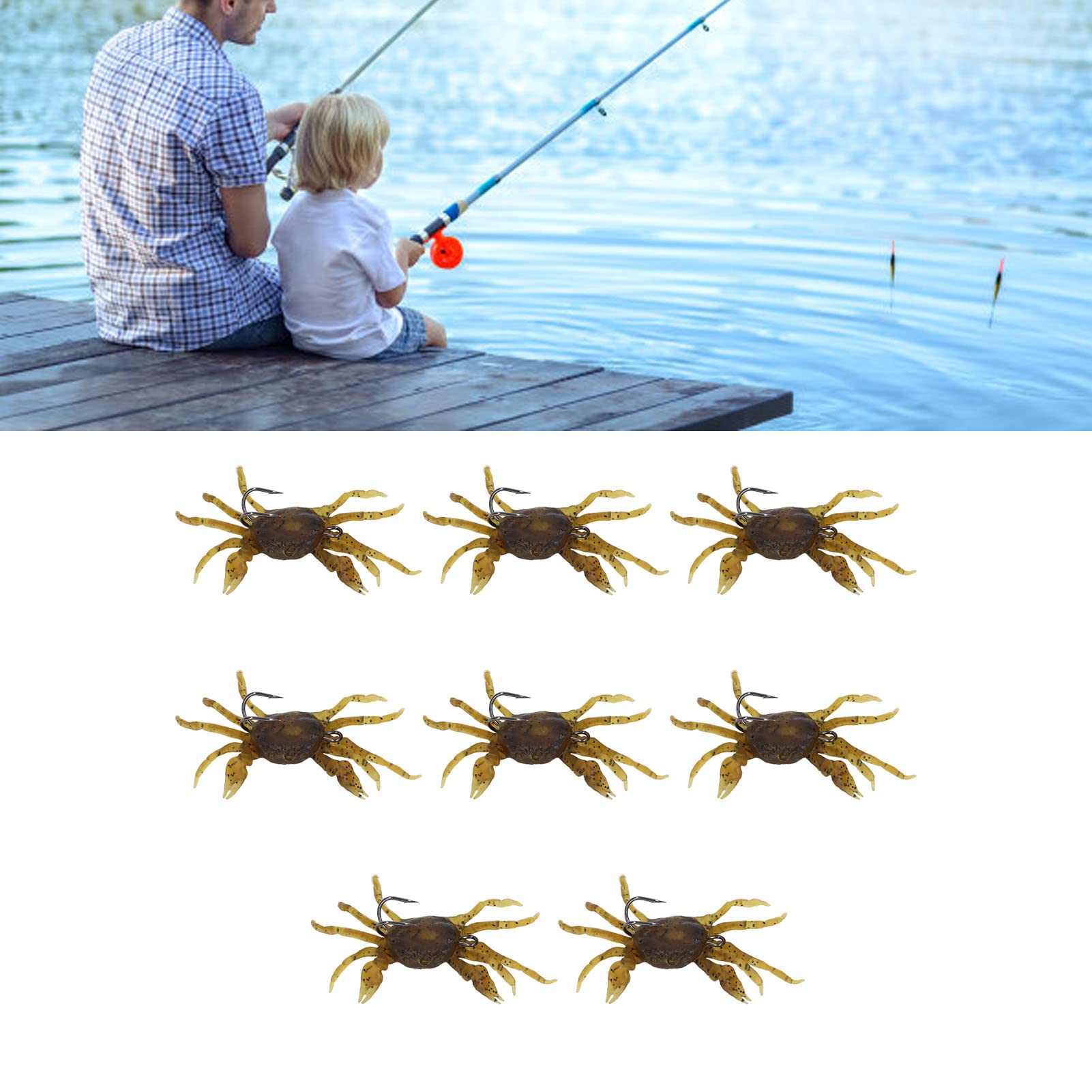 Close-up of silicone crab bait with integrated hook