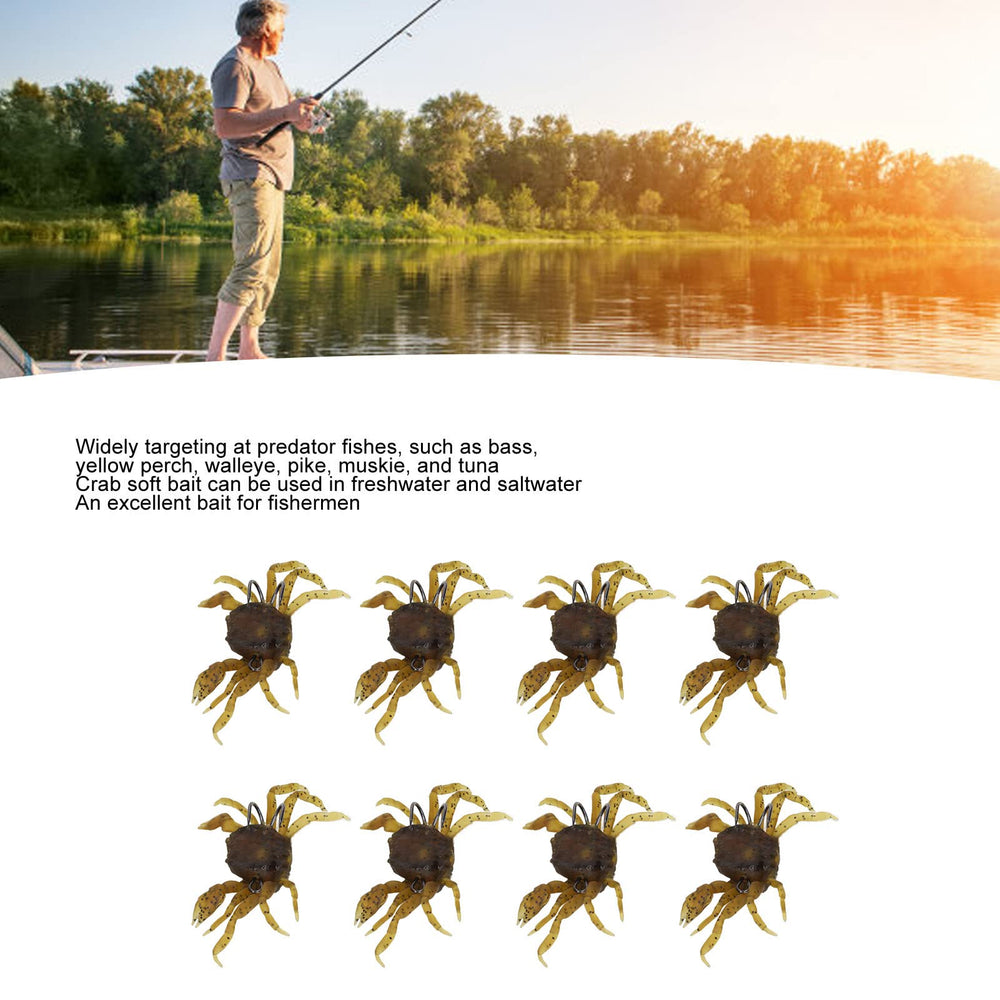 Eight crab soft baits in yellow brown color