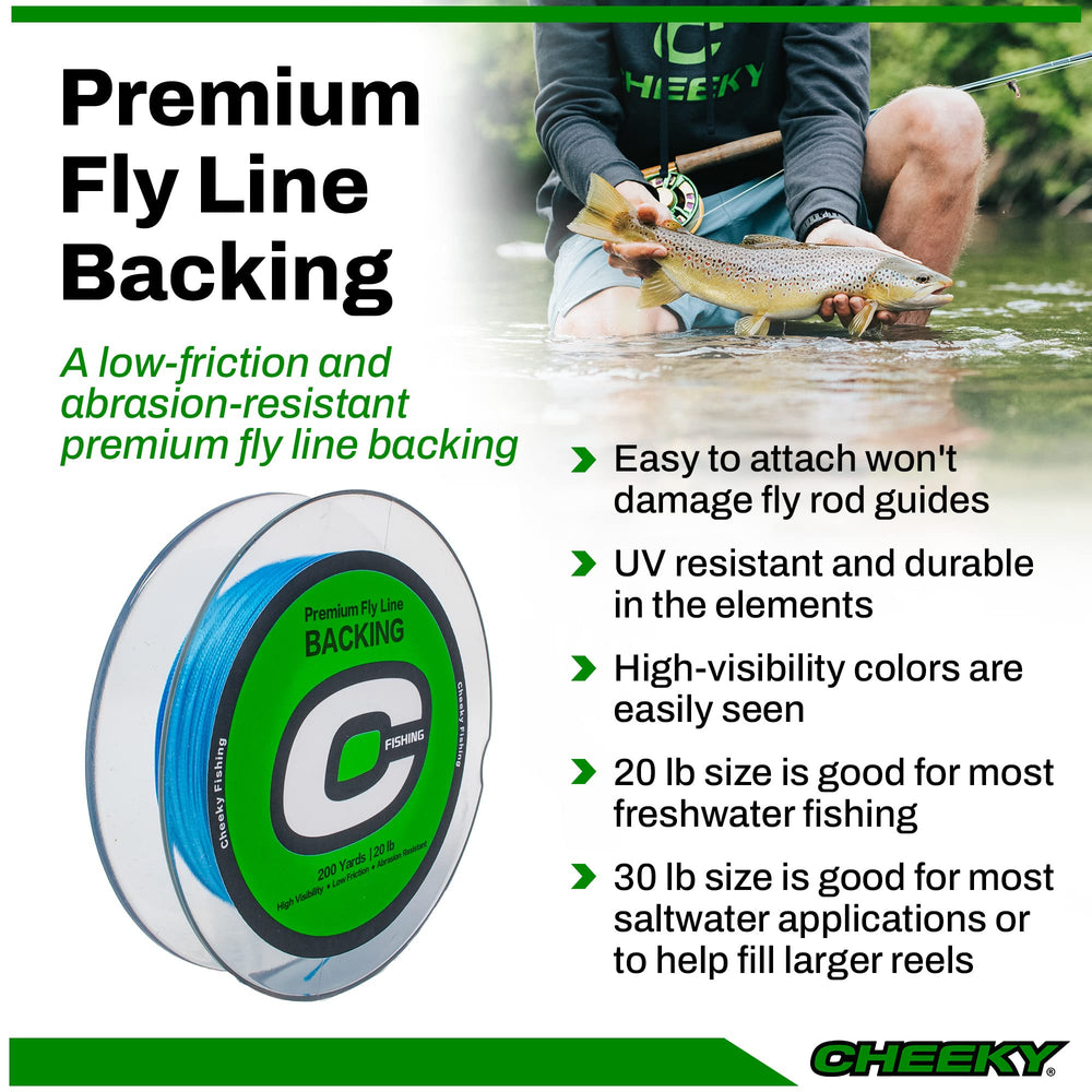 Cheeky Fishing premium fly line backing orange high-visibility for line tracking