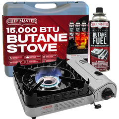 Chef Master 15K BTU stove with Piezo ignition for quick outdoor starts