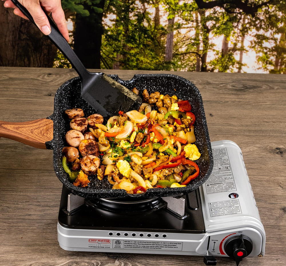 Chef Master four 8-ounce canisters included for on-the-go cooking