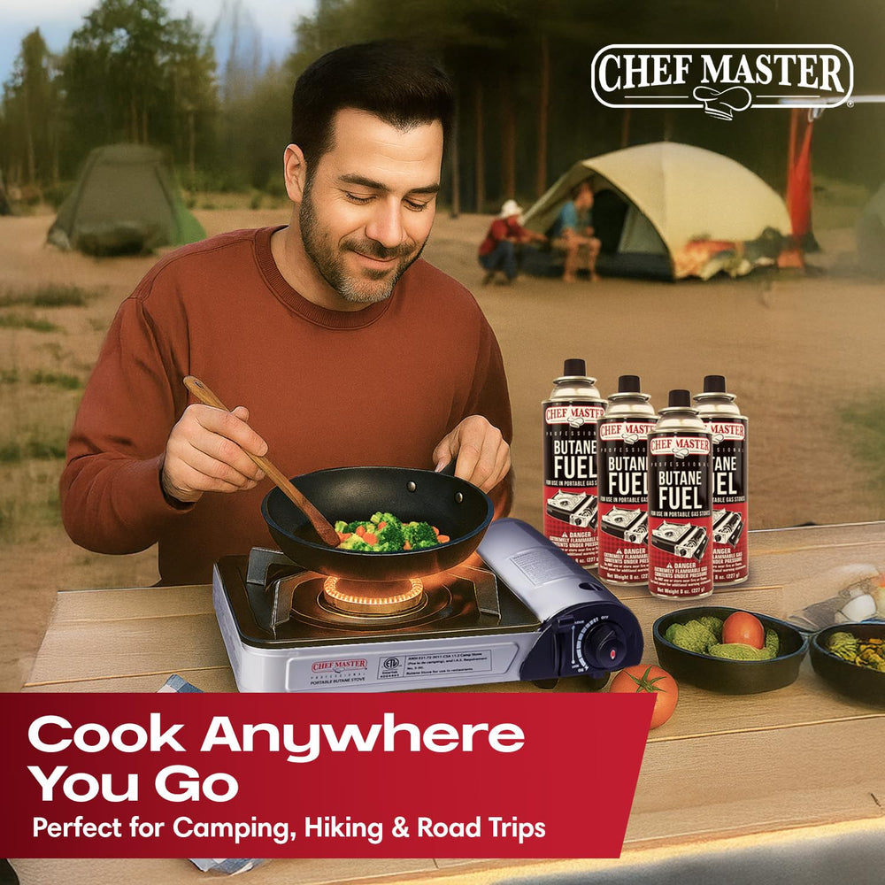 Chef Master 90011 wind guard stabilizes flame in breezy conditions.