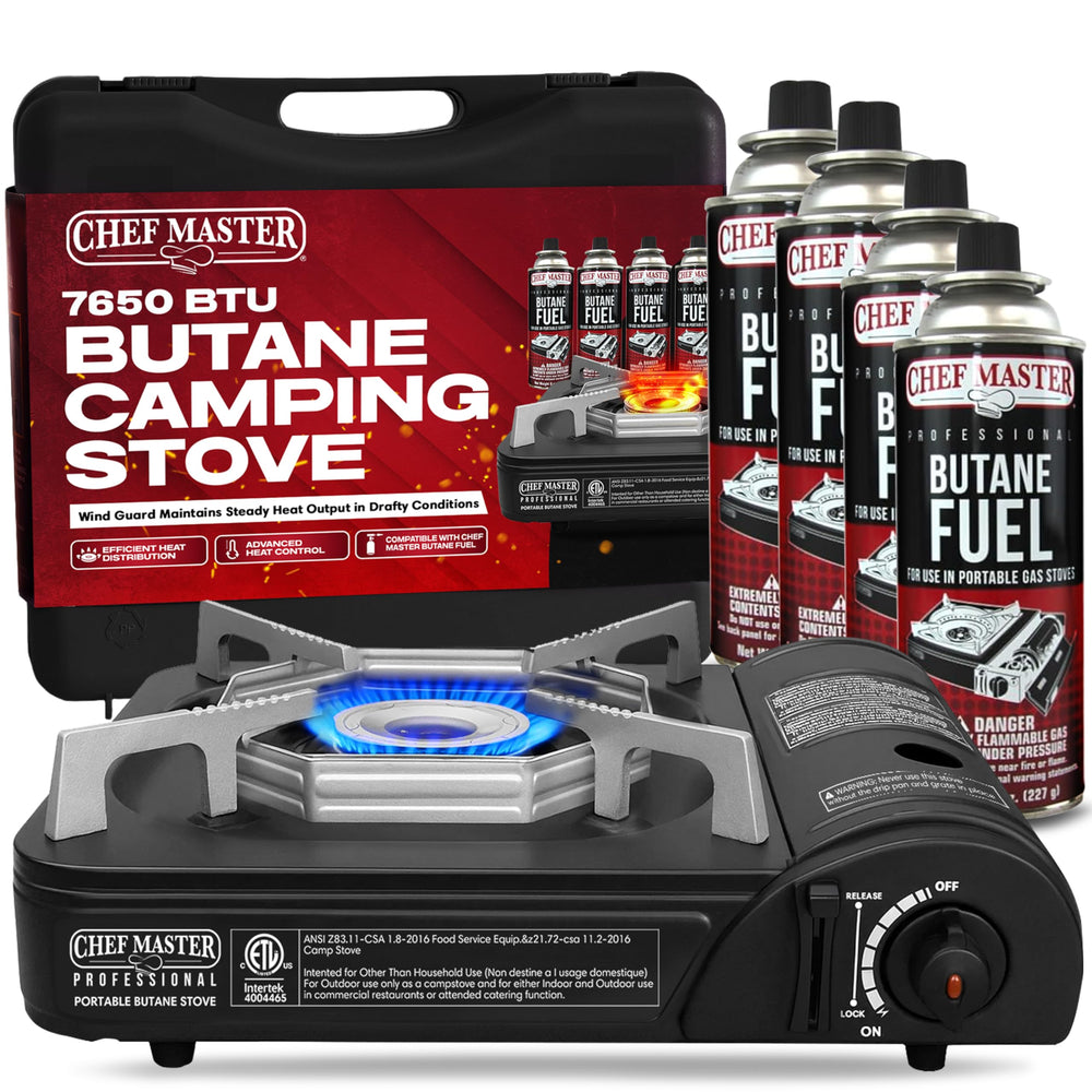 Chef Master portable stove with Piezo ignition ready for quick outdoor cooking
