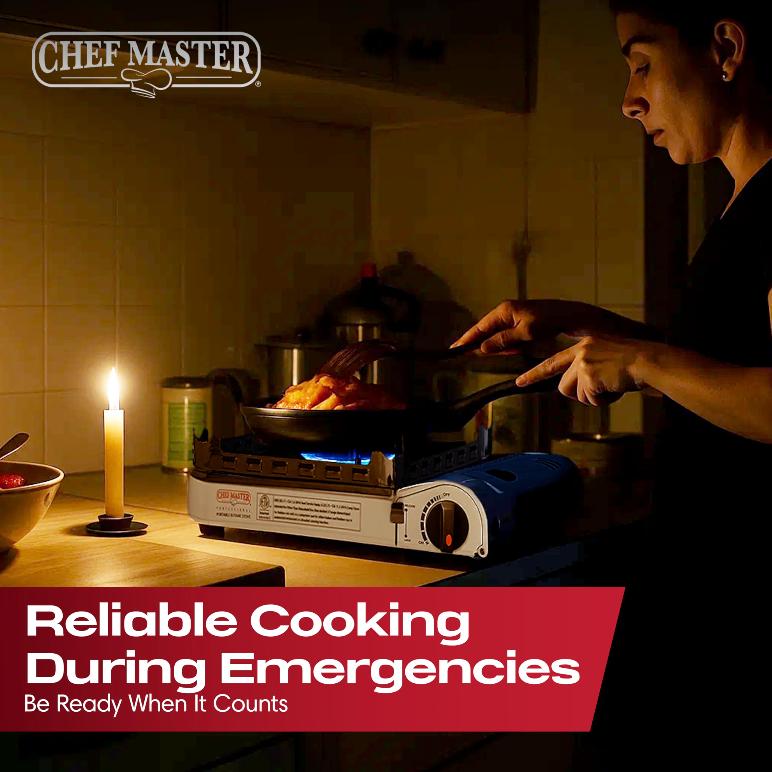 Chef Master stove in use boiling water quickly on outdoor setup