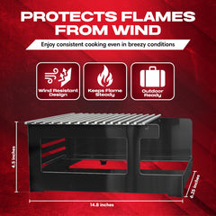 Stainless steel wind blocker panel from Chef Master for steady outdoor flames.