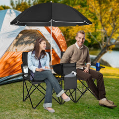 CHEFJOY double camping chair mini-table provides convenient surface for snacks or devices.